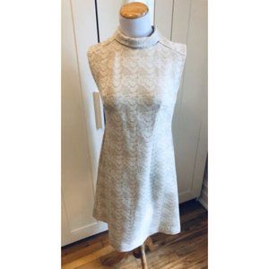 Rare Vintage Mod Style St Michael Cream Dress Gold Detail 60s size 14 UK Medium
